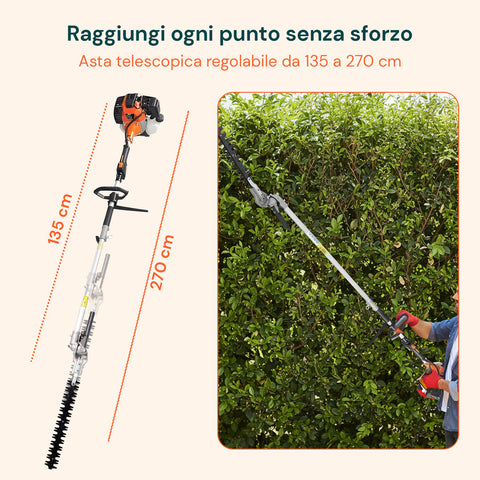 Decespugliatore a Scoppio 4 in 1 con Tagliasiepi, Motosega e Troncarami 52cc