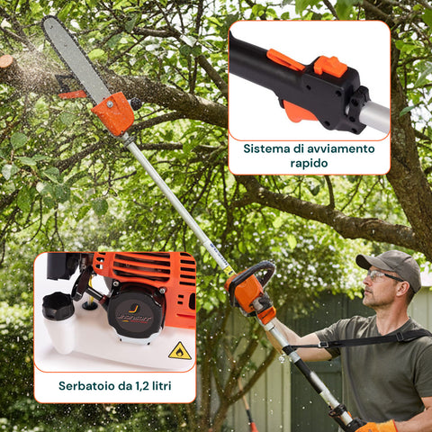 Decespugliatore a Scoppio 4 in 1 con Tagliasiepi, Motosega e Troncarami 52cc