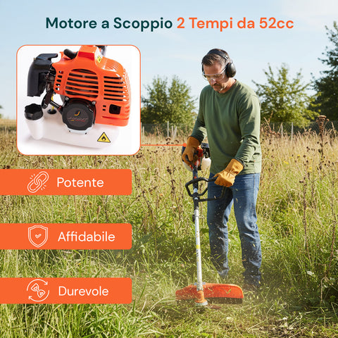 Decespugliatore a Scoppio 4 in 1 con Tagliasiepi, Motosega e Troncarami 52cc