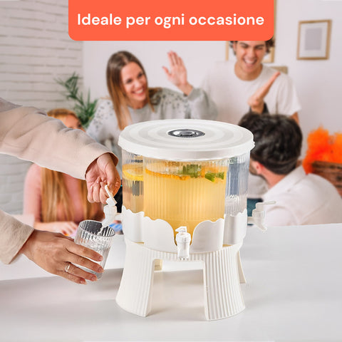 Dispenser Rotante 360° per Bevande 6L Totali con 4 Scomparti e Base Resistente