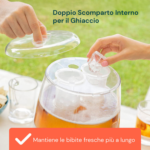Contenitore bevande Avilia con doppio scomparto interno per ghiaccio, mantiene le bibite fresche più a lungo, funzione pratica