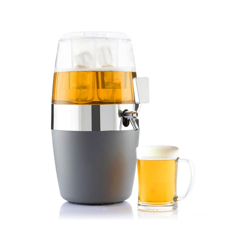 Contenitore bevande Avilia 4L spillatore birra grigio con rubinetto pratico e boccale di vetro, design moderno elegante
