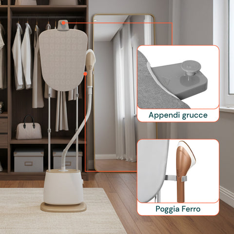 Ferro da Stiro a Vapore Verticale  1580W con Accessori e Serbatoio 1500ml