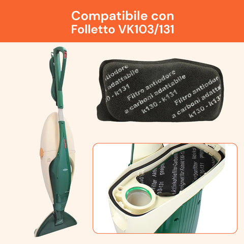 Filtro Odori Carboni Attivi VK130 VK131 – Ricambio Compatibile Folletto
