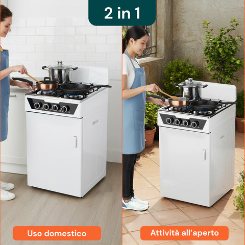 Cucina a Gas 4 Fuochi con Vano Portabombola – Per Interni ed Esterni