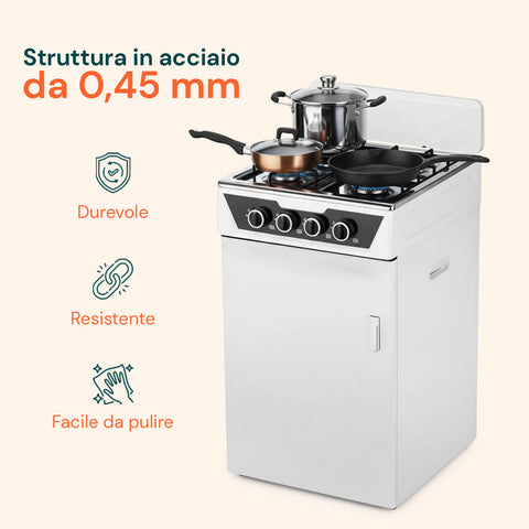 Cucina a Gas 4 Fuochi con Vano Portabombola – Per Interni ed Esterni
