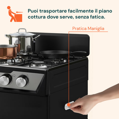 Cucina a Gas 4 Fuochi con Vano Portabombola – Per Interni ed Esterni