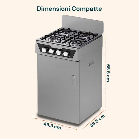 Cucina a Gas 4 Fuochi con Vano Portabombola – Per Interni ed Esterni