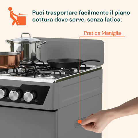 Cucina a Gas 4 Fuochi con Vano Portabombola – Per Interni ed Esterni