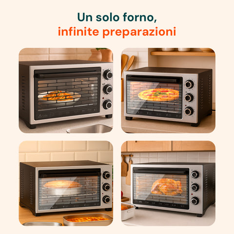 Mini Forno Elettrico 32L 1420W con Termostato Regolabile fino a 230°C