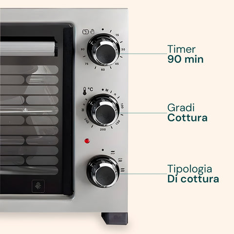 Mini Forno Elettrico 32L 1420W con Termostato Regolabile fino a 230°C