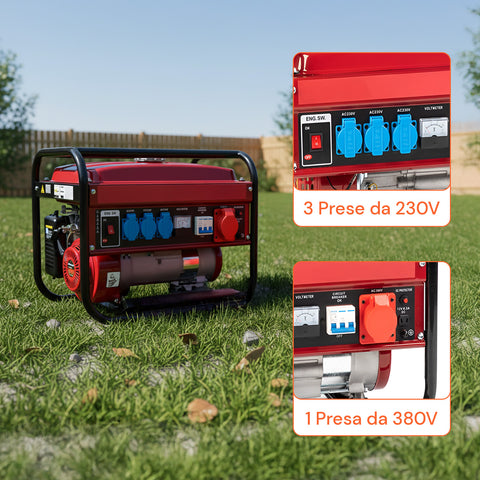 Gruppo Elettrogeno Portatile Doppia Uscita 220V / 380V per Campeggio e Cantiere