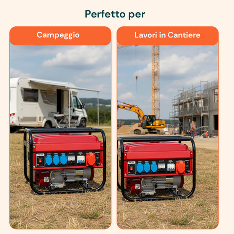 Gruppo Elettrogeno Portatile Doppia Uscita 220V / 380V per Campeggio e Cantiere