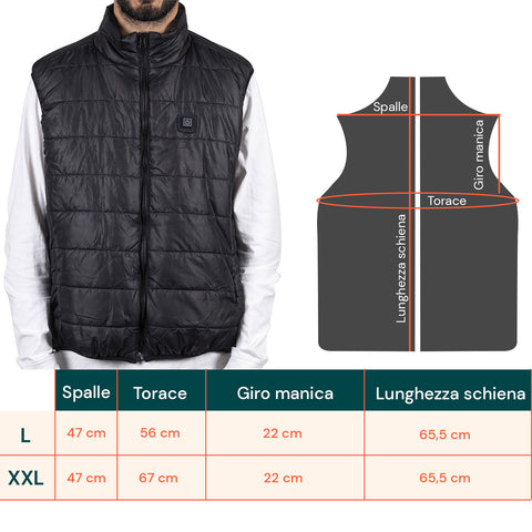 Gilet Termico Nero Unisex L-XXL – 3 Livelli di Temperatura e Ricarica USB