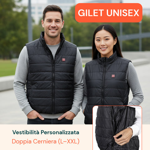Gilet Termico Nero Unisex L-XXL – 3 Livelli di Temperatura e Ricarica USB