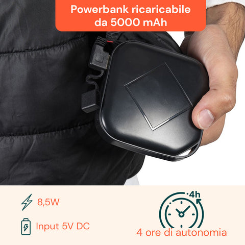 Gilet Termico Nero Unisex L-XXL – 3 Livelli di Temperatura e Ricarica USB