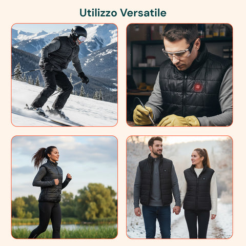 Gilet Termico Nero Unisex L-XXL – 3 Livelli di Temperatura e Ricarica USB