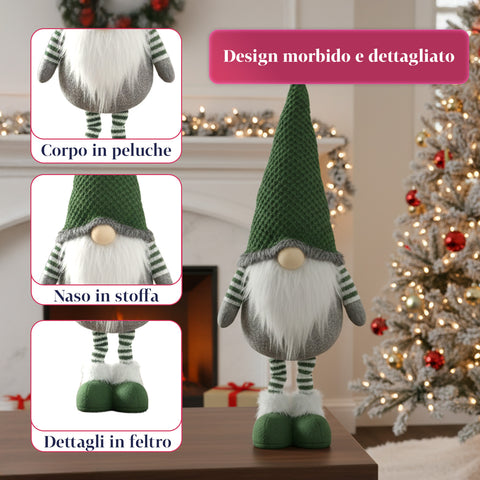Gnomo Natalizio per Decorazione da 40 cm Rosso o Verde in Vari Outfit