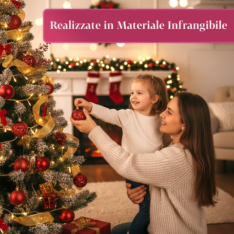 Set 100 Palline di Natale Rosse – 2 Dimensioni, 3 Finiture Diverse