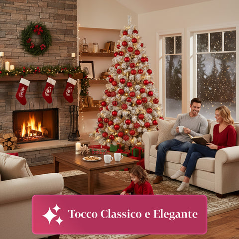 Set 100 Palline di Natale Rosse – 2 Dimensioni, 3 Finiture Diverse