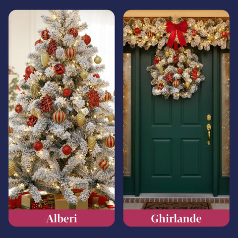 Set Addobbi Natalizi 106 Pezzi Rosso e Oro – Con Stelle e Fiori Glitter