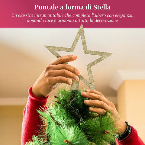 Set Addobbi Natalizi 106 Pezzi Rosso e Oro – Con Stelle e Fiori Glitter