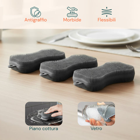 Set Silicone Cucina 5 Pezzi – Tappetino Lavello e Spugne Ultra-Assorbenti