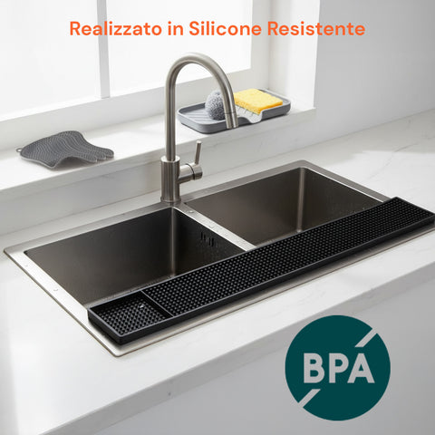 Set Silicone Cucina 5 Pezzi – Tappetino Lavello e Spugne Ultra-Assorbenti