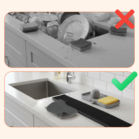 Set Silicone Cucina 5 Pezzi – Tappetino Lavello e Spugne Ultra-Assorbenti