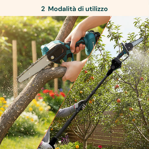 Kit 3 in 1 Potatura con Forbice, Motosega e Asta Telescopica a Batteria 88V