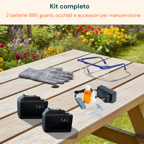 Kit 3 in 1 Potatura con Forbice, Motosega e Asta Telescopica a Batteria 88V