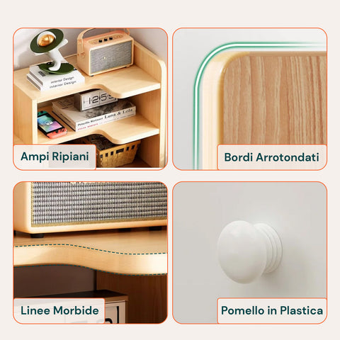 Libreria in Legno per Scrivania con 2 Ripiani e Design Multifunzionale