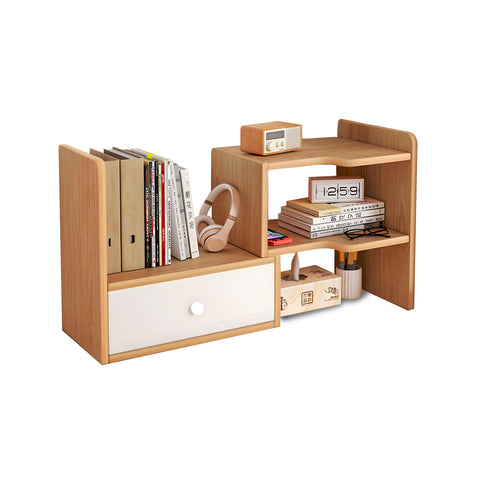 Libreria in Legno per Scrivania con 2 Ripiani e Design Multifunzionale