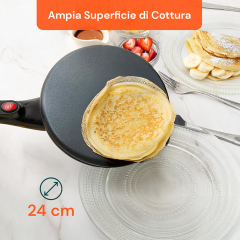 Padella Crepes Elettrica 700w con Rivestimento Antiaderente Facile Pulizia