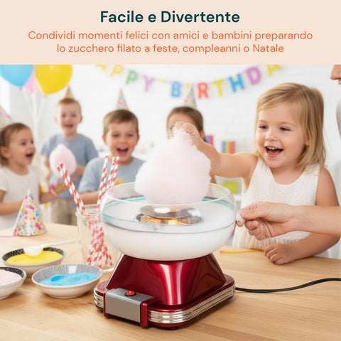Macchina Zucchero Filato 500W Fatto in Casa – Include Cucchiaio Dosatore