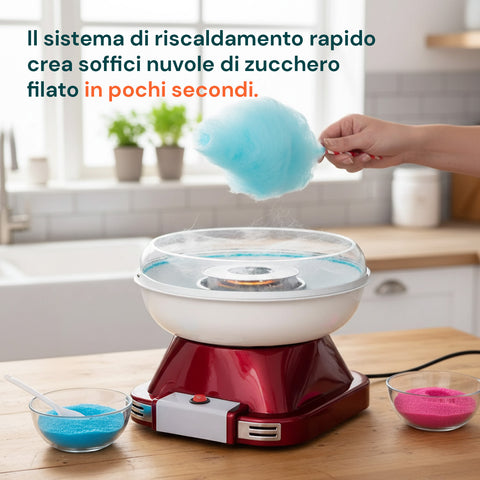 Macchina Zucchero Filato 500W Fatto in Casa – Include Cucchiaio Dosatore
