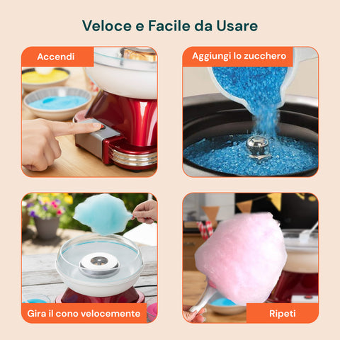 Macchina Zucchero Filato 500W Fatto in Casa – Include Cucchiaio Dosatore