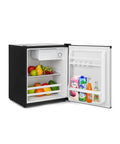 Mini frigo da campeggio 45L aperto con frutta, verdura e bevande, capacità ottimale per uso personale e spazi ristretti