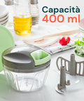 Tritatutto manuale Avilia capacità 400ml in ambiente cucina moderno, accessori inclusi, design pratico e funzionale