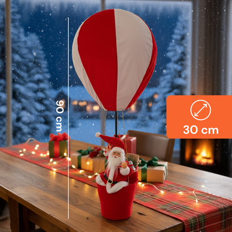 Decorazione Natalizia da Interno – Mongolfiera con Babbo Natale e Dettagli Festivi