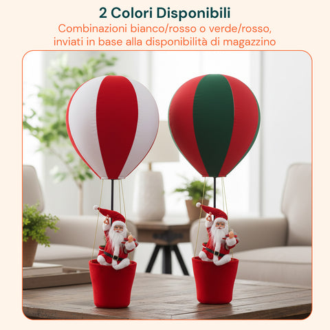 Decorazione Natalizia da Interno – Mongolfiera con Babbo Natale e Dettagli Festivi