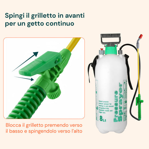 Vaporizzatore a Pressione 8L con Lancia in Fibra di Vetro e Ugello Regolabile