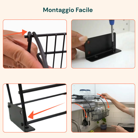 Scaffale Pieghevole 3 Ripiani in Metallo Nero – Robusto e Pratico