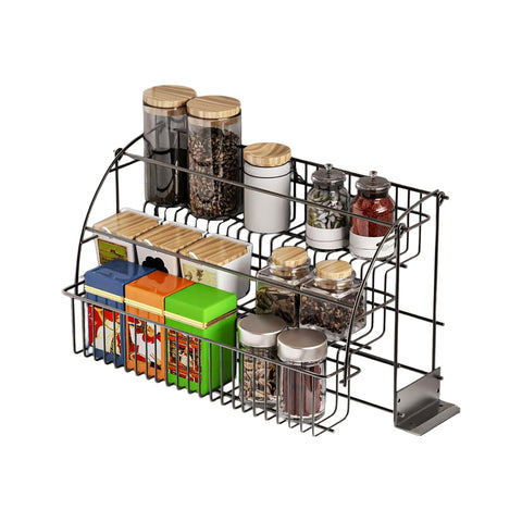 Scaffale Pieghevole 3 Ripiani in Metallo Nero – Robusto e Pratico