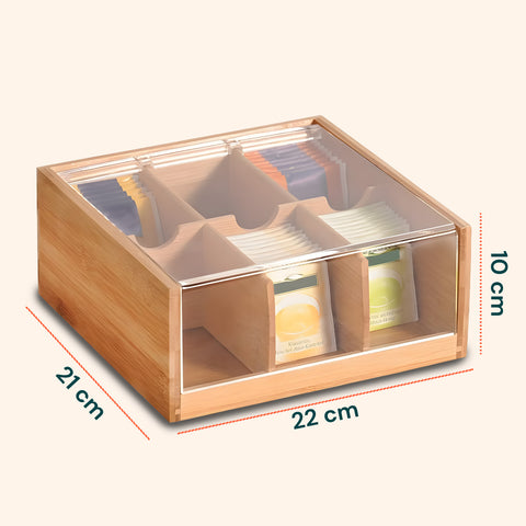 Porta Tisane e Tè in Bambù con 6 Scomparti Pratici