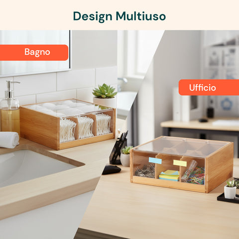 Porta Tisane e Tè in Bambù con 6 Scomparti Pratici