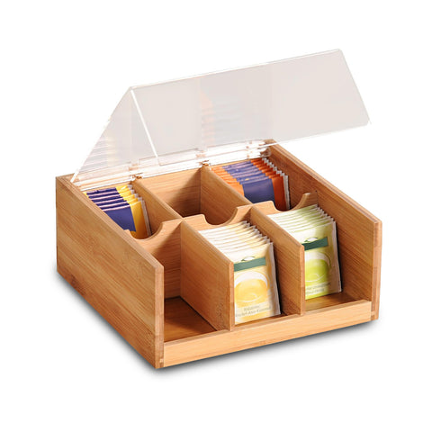 Porta Tisane e Tè in Bambù con 6 Scomparti Pratici