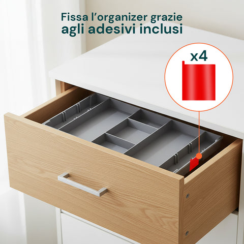 Organizer Cassetti 3 Livelli – Contenitore Modulabile Grigio Salvaspazio