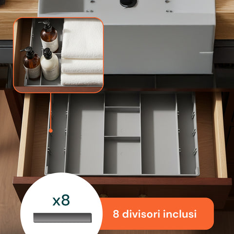 Organizer Cassetti 3 Livelli – Contenitore Modulabile Grigio Salvaspazio