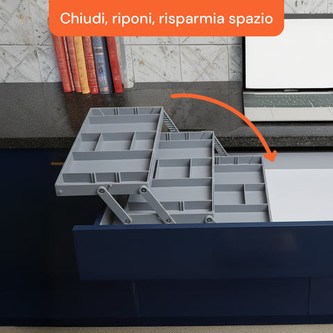 Organizer Cassetti 3 Livelli – Contenitore Modulabile Grigio Salvaspazio